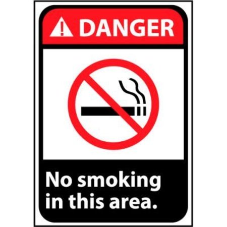 NATIONAL MARKER CO Danger Sign 14x10 Aluminum - No Smoking In This Area DGA52AB